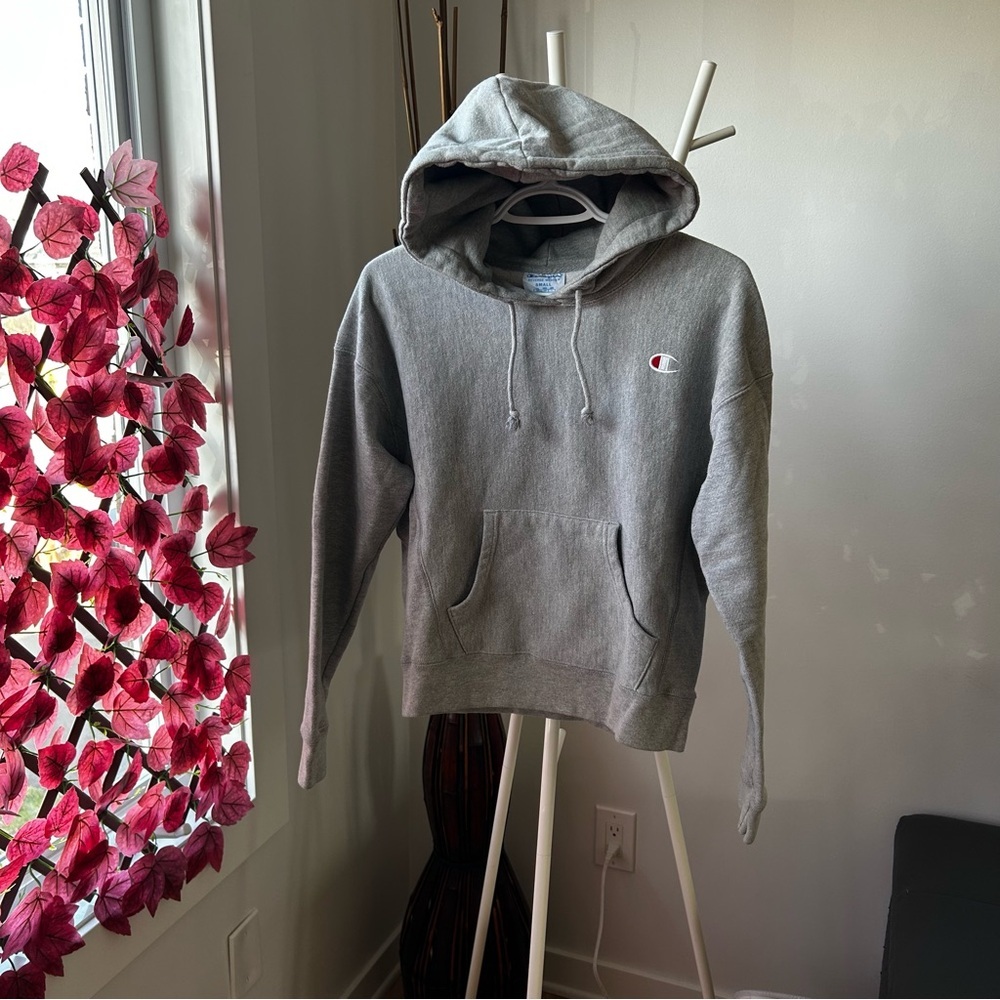 Champion Gray Hooded Sweater Cotton Blend